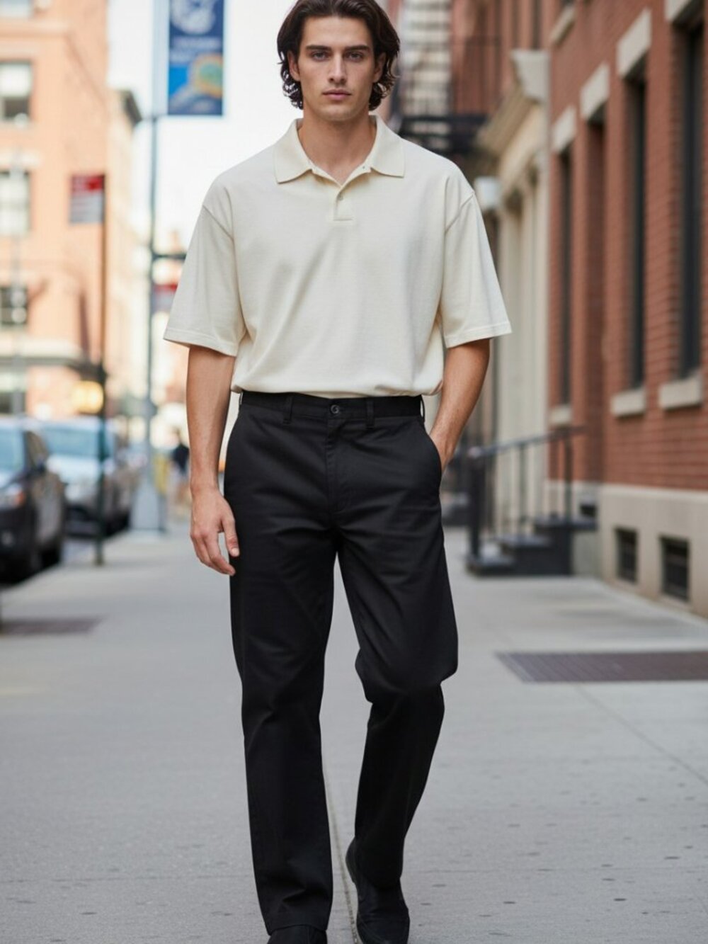 Vintage 1999 Cherokee Men's Black Flat Front Cotton Pants 33 x 32 | True 90s